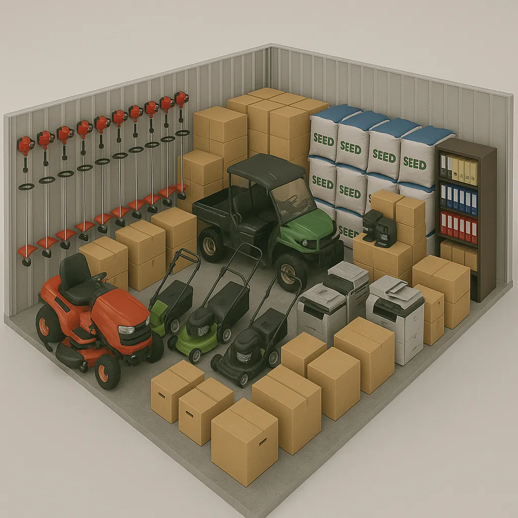 Grote voorraad, voertuigen, opslag voor groothandels